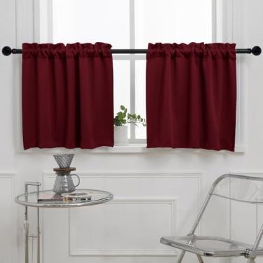 Imagem de Pickluc Cortina blackout de cozinha de 61 cm de comprimento, cortinas de nível de café com bolso para varão, para tratamento de janela pequena na sala de estar, porão, trailers, armários, 2 painéis, L