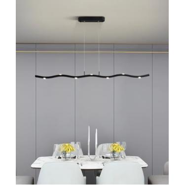 Imagem de Luminárias pendentes LED modernas para restaurantes, com capacidade de iluminação de 10 a 15 m², reguláveis, embutidas, para mesas de jantar, com altura ajustável, ideais para ilhas de cozin
