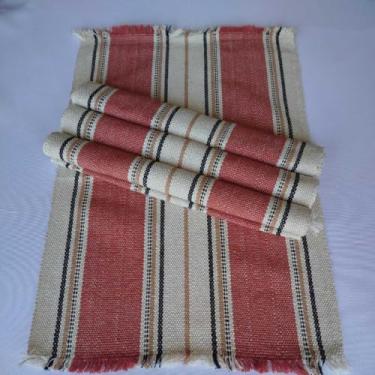 Imagem de Jogo Americano Natal 4 Peças Algodão Artesanal Tear Manual - Mesa Posta Rústica Elegante (Goiaba Crú)