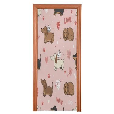 Imagem de ATTX Dachshund Dogs Hearts Capa para porta da frente - Tecido elástico lavável decoração de férias para festas, casa, decoração de porta da frente, 36 x 98 polegadas (782)