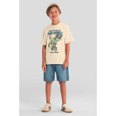 Imagem de Camiseta infantil menino de dinossauro em malha Brandili, Natural, 10