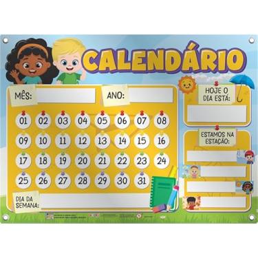 Imagem de PAINEL ESCOLAR QUADRO CALENDARIO ESCREVE E APAGA
