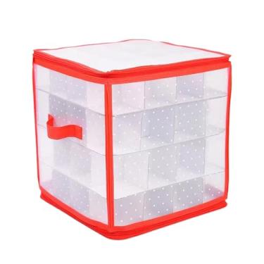 Imagem de Caixa de Armazenamento para Enfeites | 64 Divisórias Impermeáveis Para Organização,Caixa Organizadora Zipada Para Bolas Decorativas,Para Quarto Atico Porao Garagem Casa Apartamento