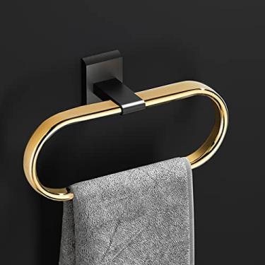 Imagem de Toalheiro de alta qualidade em ouro preto, prateleira dobrável para banheiro, barra de toalha, suporte de papel higiênico, ganchos de roupão, kit de acessórios de banheiro banheiro (cor: Toalheiro de