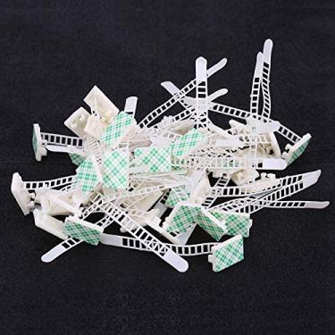 Imagem de Generic 50 Peças Organizador de Braçadeira de Fio de Cabo Autoadesivo Ajustável Clipes de Fixação Fortes para Carro, Tamanho Pequeno, Preto e Branco, para Uso Doméstico e de Escritório (Branco)