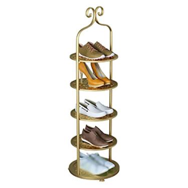 Imagem de 3FLQOOPP Sapateira Sapateira Ferro Vertical Minimalista Prateleira de Sapatos 5 Níveis Economia de Espaço Entrada Banheiro Dormitório Suporte de Sapatos 25,9 cm Durável (Cor: Dourado) (Ouro 6 Níveis)