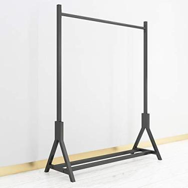 Imagem de Trilho de roupas industriais resistentes, suporte de exibição de roupas, armazenamento inferior de dois polos, trilho antiderrapante, multifuncional, para casa, loja de roupas, preto (120 × 150 cm)