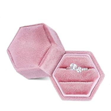 Imagem de Organizador de joias adorável hexágono macaco caixa de anel de joias caixa de armazenamento dupla exibição de anel de casamento para mulheres presente brincos embalagem caixas rosa (cor: Bule) (rosa)