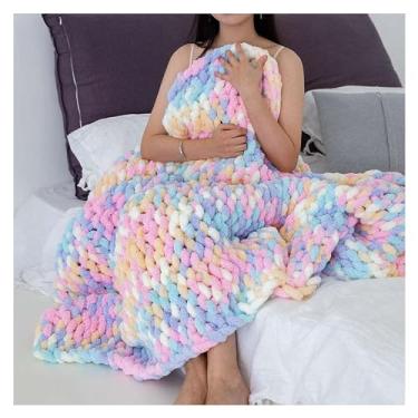 Imagem de Cobertor de malha grossa de chenille feito à mão de chenille macio grande cobertor de malha para sofá de quarto