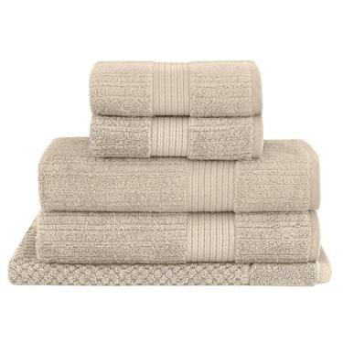 Imagem de Kit Jogo de Toalhas Buddemeyer 5 Peças Banho Rosto e Piso Fio Penteado