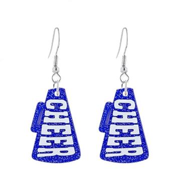 Imagem de Brincos de megafone com glitter CHEER acrílico futebol torcida mamãe pompons de torcida MAMA para fãs do dia de jogo joias, Zinco Acrílico Resina, Sem pedra preciosa