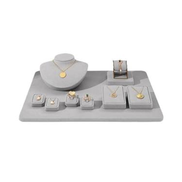 Imagem de KHUTRW3D Suportes organizadores de joias de microfibra, colar, anel, contador, expositor, leve, luxuoso, adereços de exibição de joias