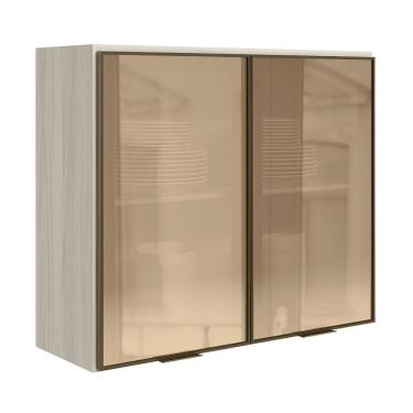 Imagem de Armario Aereo 2 Portas Vidro Mdf 80 Cm Kali 1221162 Bianco Toq Nicioli Bianco Toq
