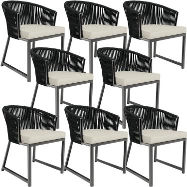 Imagem de Kit 08 Cadeiras Para Área Gourmet Cozinha Bethari D04 Preto