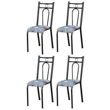 Imagem de Kit 4 Cadeiras 023 América Cromo Preto/pará - Artefamol