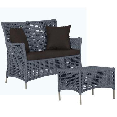 Imagem de 1 Sofá E Mesa Centro Igapó Alumínio Corda Náutica E9 Trama Prata