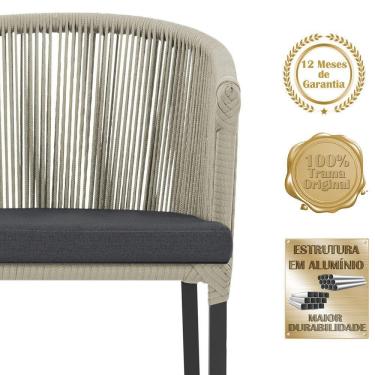 Imagem de 2 Cadeiras De Jantar Noronha Preta Corda Náutica E11 Trama Rami