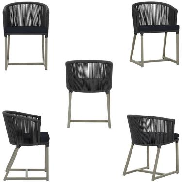 Imagem de 7 Cadeiras De Jantar área Noronha Fendi E12 Trama  Preto