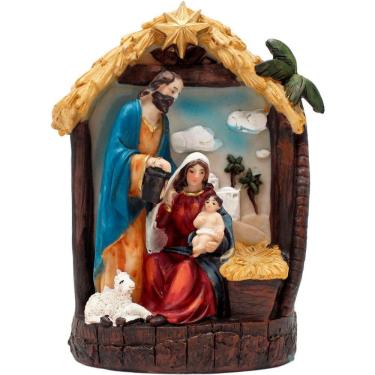 Imagem de Presépio Sagrada Família Nascimento Jesus Manjedoura De 20cm