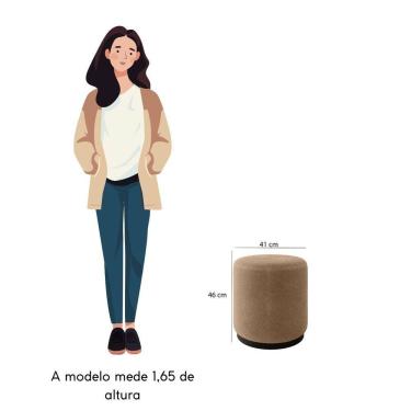Imagem de Puff Decorativo Redondo Estilo Industrial Orlando Bouclé Bege