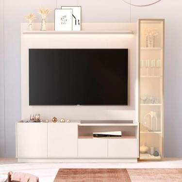 Imagem de Rack com Painel para Tv 75 Polegadas 100% Mdf com Led Vitoria Regia Off White
