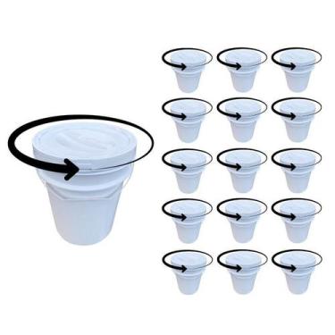 Imagem de Balde 20 L Para Pipoca E Tampa Rosca - Kit 15 Pçs - Nastripack