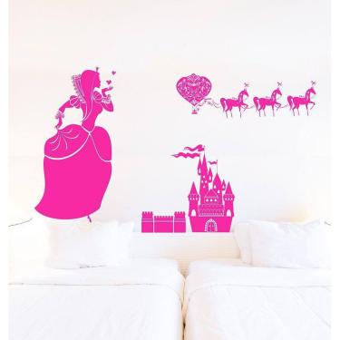 Imagem de Adesivo Decorativo De Sala Princesa, Carroça E Castelo