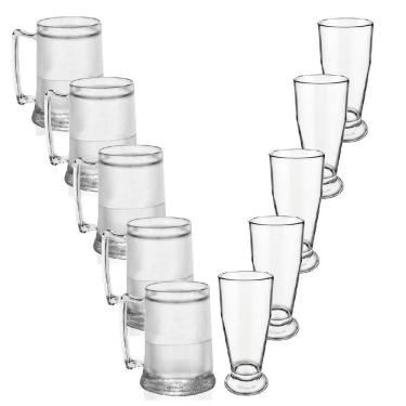 Imagem de Kit 5 Canecas Gel E 5 Taças Tulipa Acrílico Krystalon