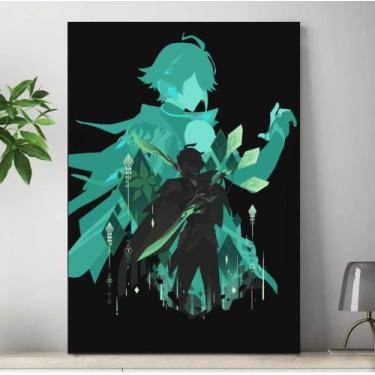 Imagem de Quadro Genshin Impact Personagens Placa Decorativa Game Anime MDF 20x2