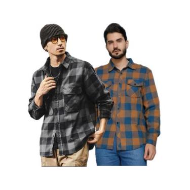 Imagem de Kit 2 Camisetas Masculina Xadrez Flanelada Com Bolsos  Premium - CJ WE