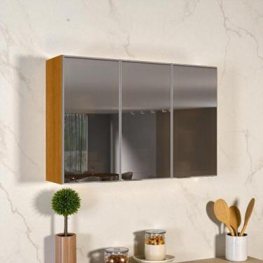 Imagem de Armário de Cozinha 3 Portas 120cm Vidro Reflecta 100% MDF Dobradiças S