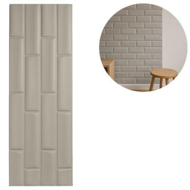 Imagem de Placa 3D Tijolinho Autocolante P/ Decoração de Parede Cinza - Moment