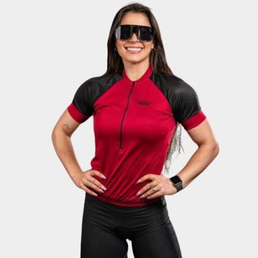 Imagem de Conjunto de Ciclismo Feminino Bermuda Espuma Bolsos Laterais e Camisa 