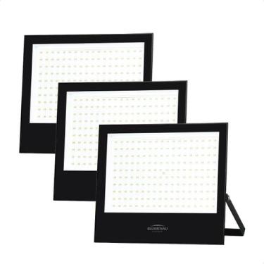 Imagem de Kit 3 Refletor de Led Slim 150W Blumenau Preto Bivolt - Blumenau Ilumi