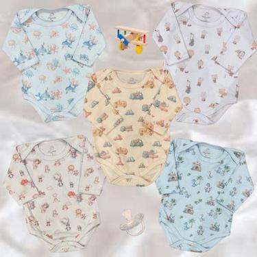 Imagem de Kit 05 Bodies M/longa Bebê Menino Estampado Digital Alyaht -, Multicol