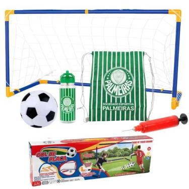 Imagem de Kit Futebol Infantil C/ Trave De Gol Bola Mochila Saco Garrafa 450ml I