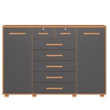 Imagem de Cômoda Sapateira Grande 7 Gavetas 2 Portas Mdp Mdf Santana Freijó Tita