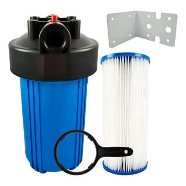 Imagem de Kit Completo Filtro Big Blue 10 Plissado Lavável 5m Clorador Cor Azul 