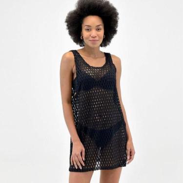 Imagem de Saída de Praia Sabrieli Vestido Regata Feminina, GG, Preto
