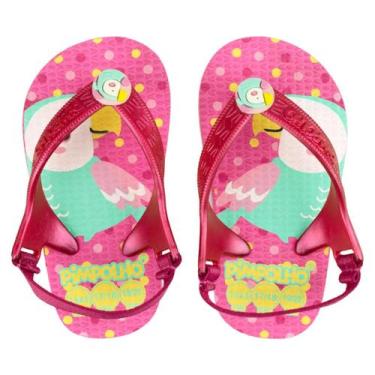 Imagem de Chinelo Baby Pimpolho Elástico Bebê Menina Rosa/Papagaio, 17/18