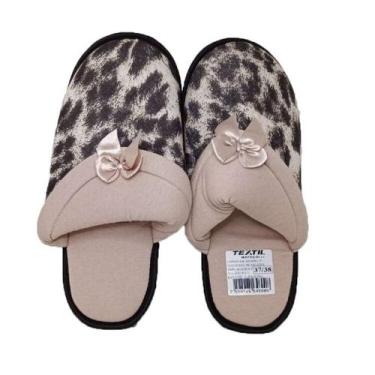 Imagem de Pantufa Textil Mafeçilli Feminino, Preto, Marrom, 37/38