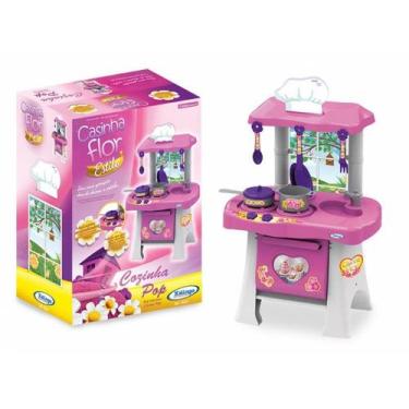 Imagem de Cozinha Infantil Pop Casinha Flor Rosa Brinquedo Xalingo