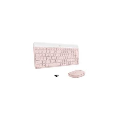 Imagem de Teclado e Mouse Sem fio Logitech MK470, USB, US, com Teclado Numérico, Rose - 920-011313