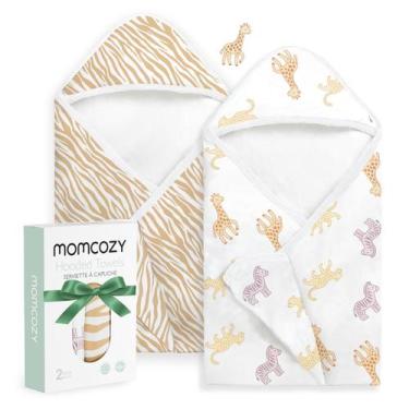 Imagem de Toalha com capuz para bebê Momcozy macia e absorvente 89 x 89 cm