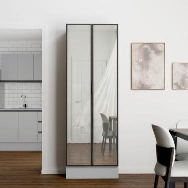 Imagem de Cristaleira 2 Portas Reflecta 70cm Nara CabeCasa MadeiraOriginals Cinz