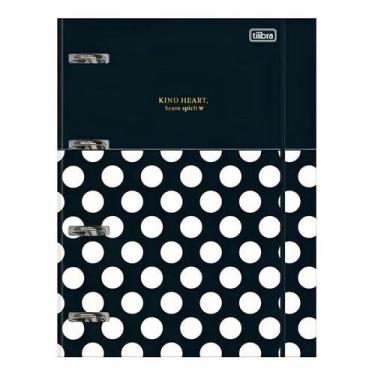 Imagem de Fichário Caderno Argolado West Village 80 Folhas Preto com Poá Branco 