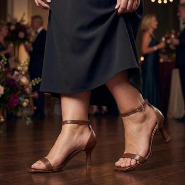 Imagem de Sandália Feminina Salto Taça Fino Médio Festa Copinho - LAZZLU, Carame