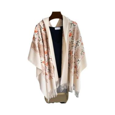 Imagem de Cachecol Feminino Quente De Caxemira, Moda Inverno, Bordado, Pashmina,