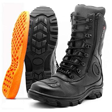 Imagem de COTURNO MOTOCICLISTA ESTILO MILITAR ZIPER COURO 292 PRETO (45, 292 PRETO)