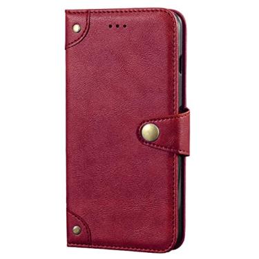 Imagem de LAHappyL Capa para iPhone 13 Pro Max/13 Pro/13/13 Mini, carteira de couro com suporte magnético de TPU à prova de choque, capa protetora interna com porta-cartão de crédito, vermelha, 13 de 6,1 polegadas